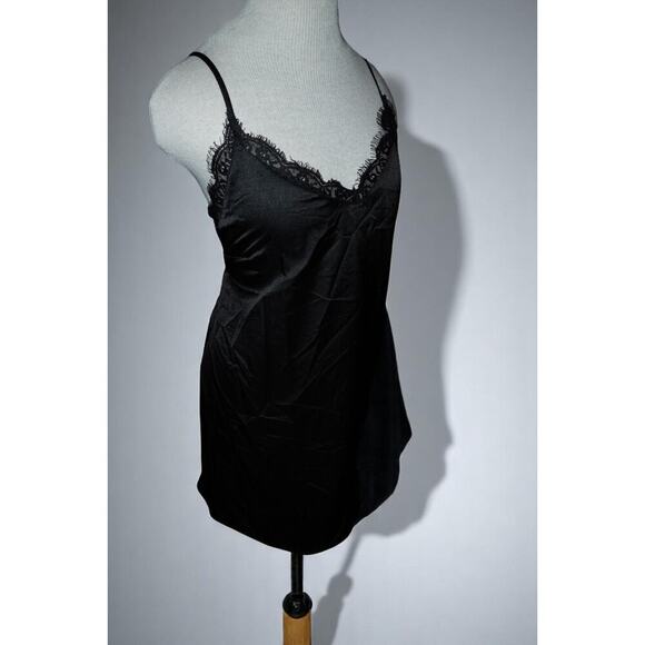 Black Satin Lace Slip Dress – Y2K Lingerie-Inspired Mini size M - Picture 4 of 6